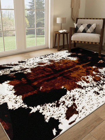 1pc, Suitable For Living Room, Cowhide Pattern Animal Leather Style Area Large Carpet - Pastoral Farm Style Indoor Carpet, Non Slip, Home Decoration Carpet, Very Suitable For Bedrooms, Living Rooms, Offices, 3 * 4ft, 5 * 7ft,7*10ft